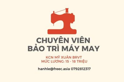 Tuyển gấp Chuyên viên Bảo trì máy may Khu Công nghiệp Mỹ Xuân BRVT